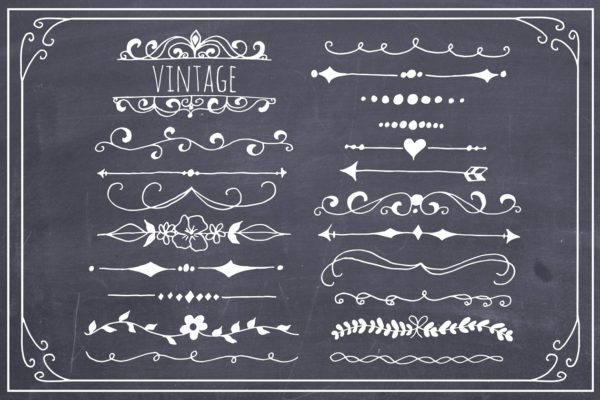 手绘文本分隔符图案设计 Hand Drawn Text Dividers Vector