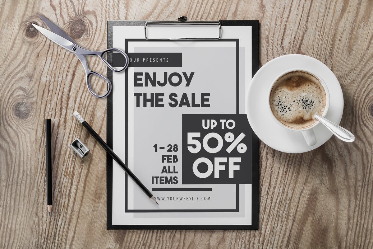 极简主义设计风格品牌促销广告海报模板 Big Sale Flyer插图