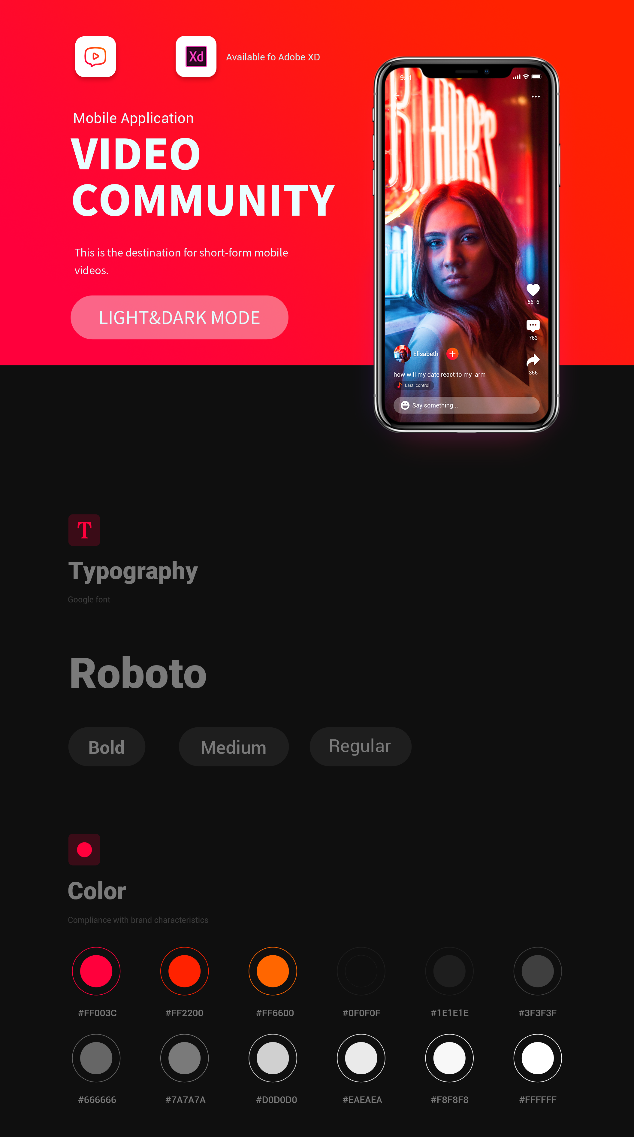 素材库下午茶:视频直播流媒体社区APP应用设计XD模板插图