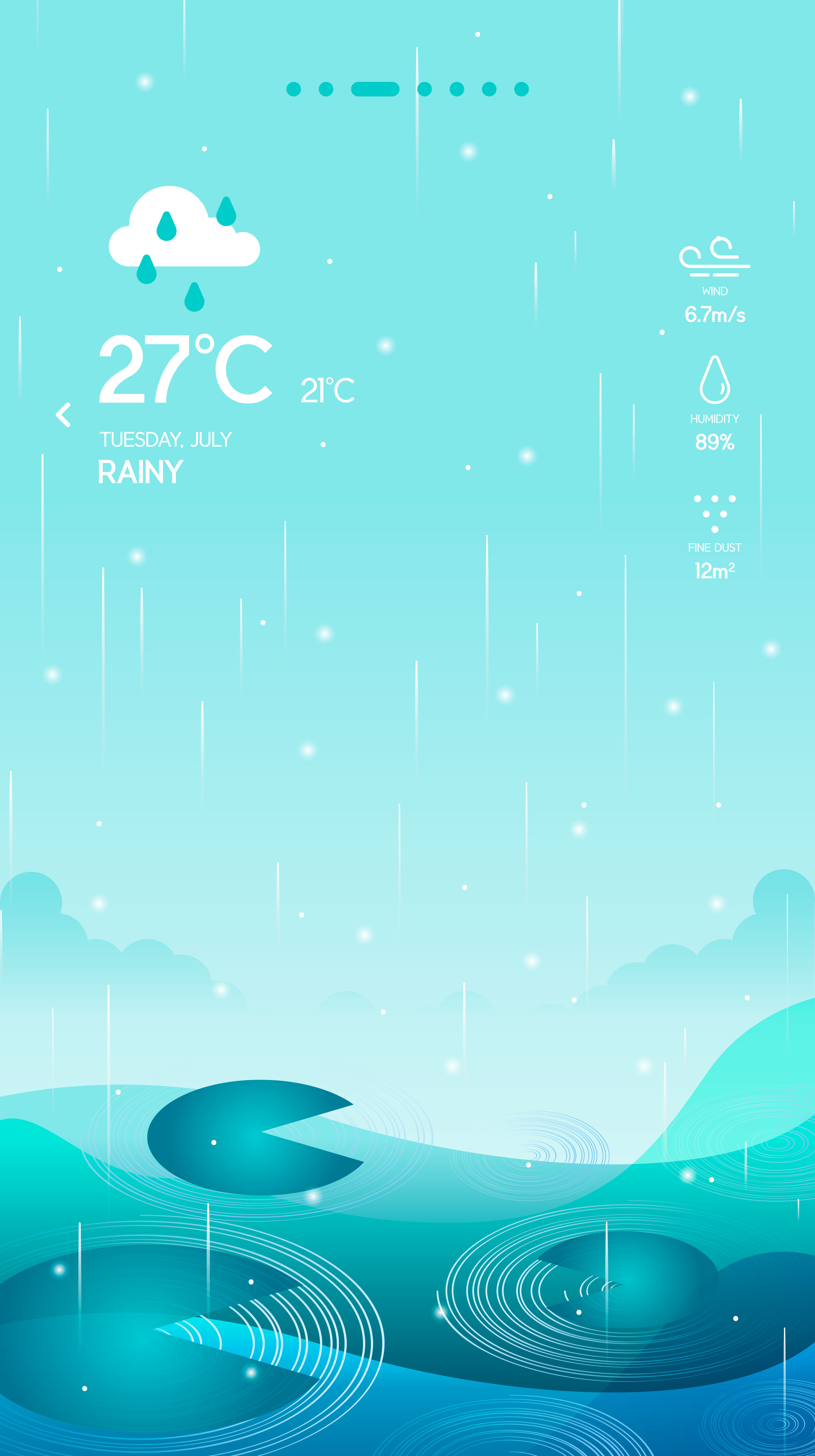 雨天背景天气APP应用UI界面设计素材插图