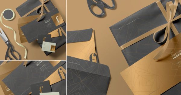 3款高端信封设计样机模板 3 Envelope Mockups