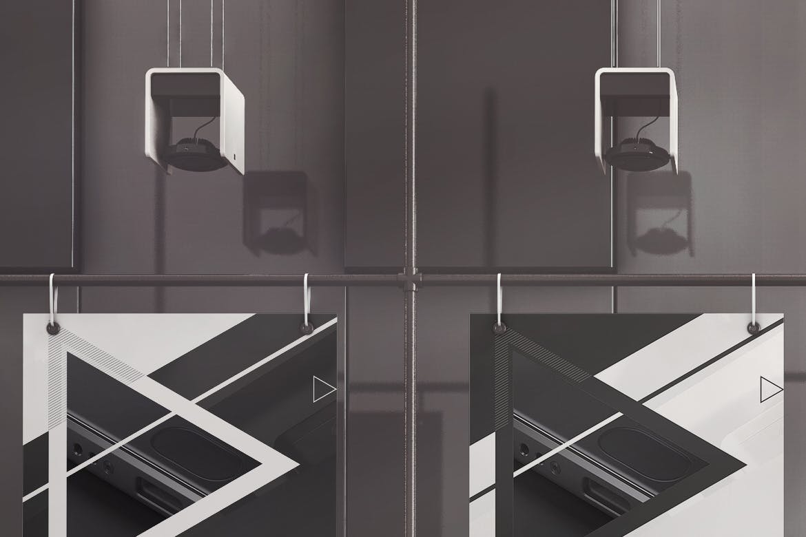 办公室大厅广告牌木架海报张贴效果图样机模板 Office Hall Advertising Mockup插图(3)