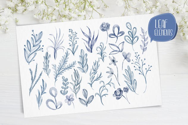 优雅手绘水彩叶子主题插图素材 Watercolor Leaves Collection插图(4)