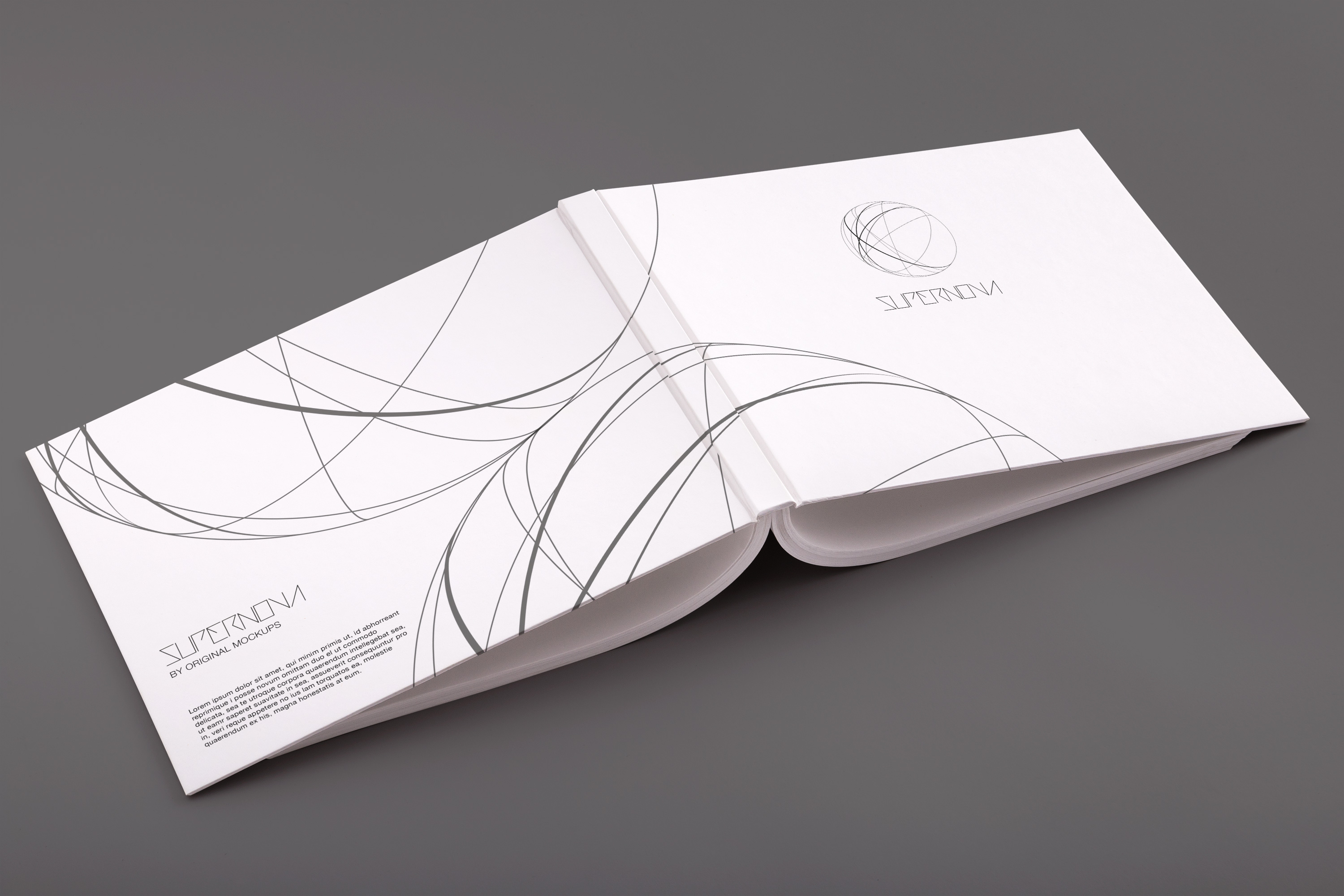 精装图书画册封面封底设计效果图PSD样机04 Hardcover Standard Landscape Book PSD Mockup 04插图(2)