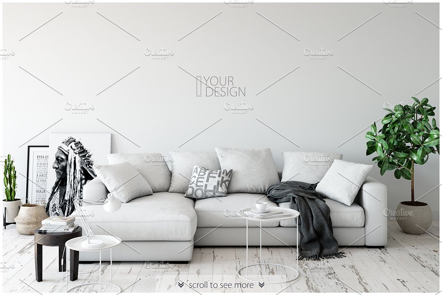 家居室内墙纸&相框画框样机模板 Interior Wall & Frames Mockup – 4插图(3)