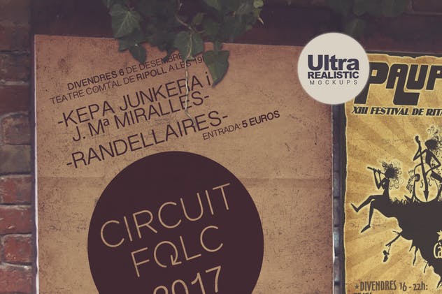 复古海报张贴场景样机模板 Venetian Wall View 3 in 1插图(2)