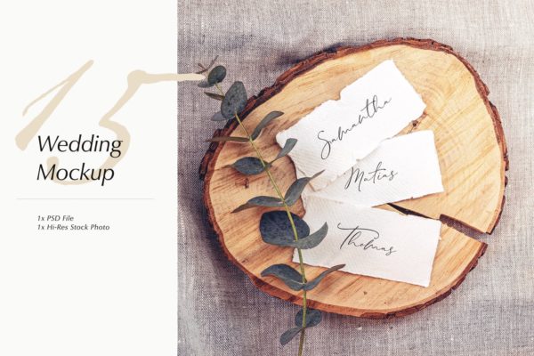 婚礼照片婚礼邀请函优雅风格设计样机素材库精选模板v15 Wedding Photo Mockup 15