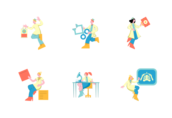 素材库下午茶：12款医务人员角色矢量插画素材