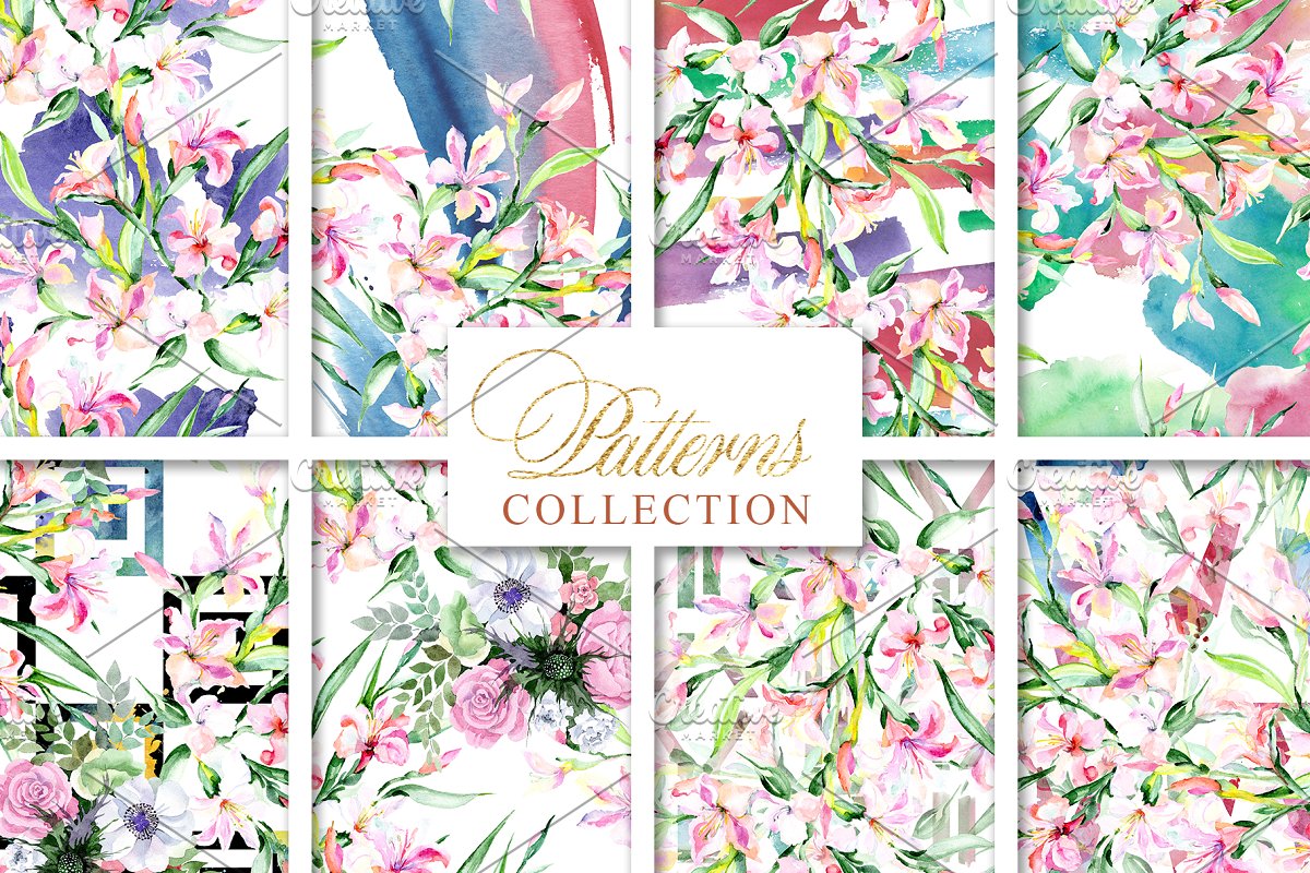 华丽的花束水彩PNG剪贴画套装插图(4)