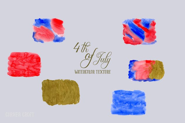 独立日流体手绘水彩纹理素材 Watercolor Texture 4th of July插图(3)