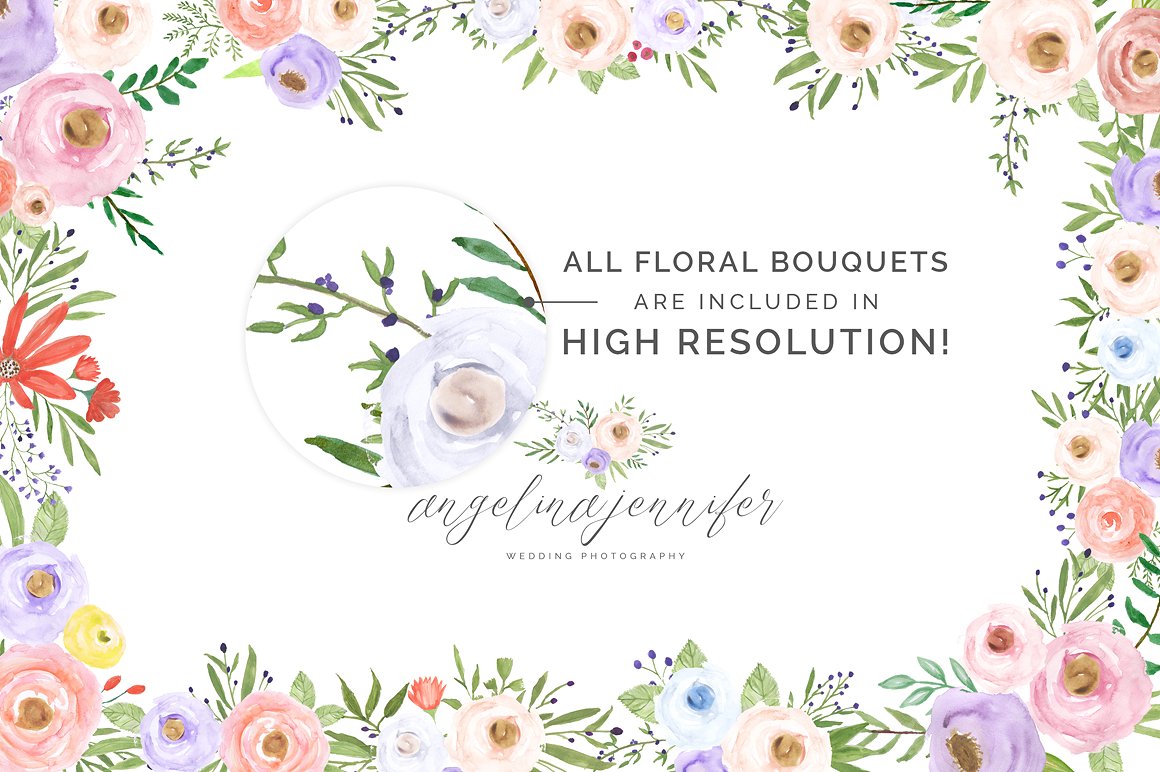 超级水彩风 Logo 设计素材包 Watercolor Premade Branding Logo Kit [模板、纹理&元素]插图(37)