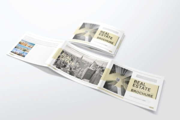 时尚简约A4三折宣传册样机 A4 Trifold Brochure Mockups