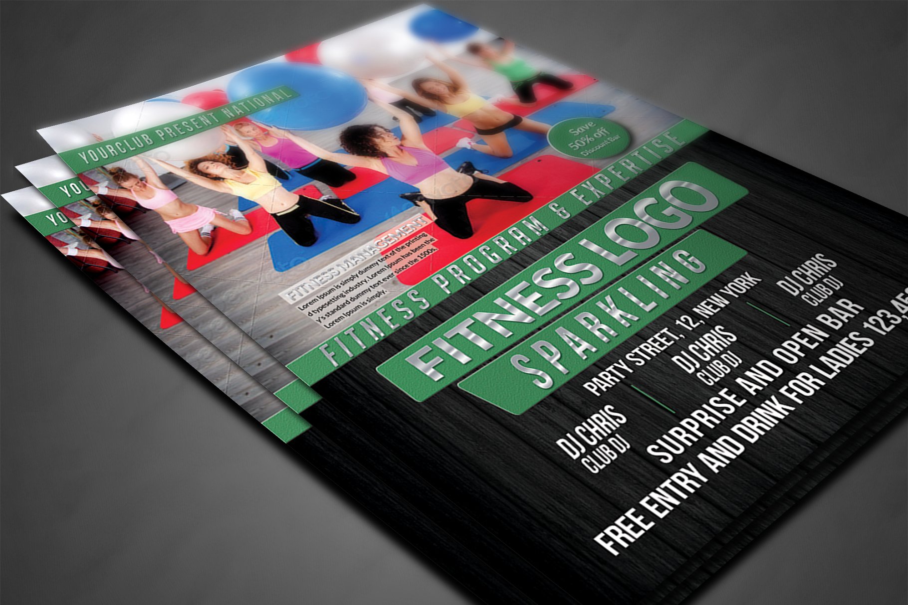 健身房俱乐部传单打印模板 Fitness Flyer Print Templates插图(2)