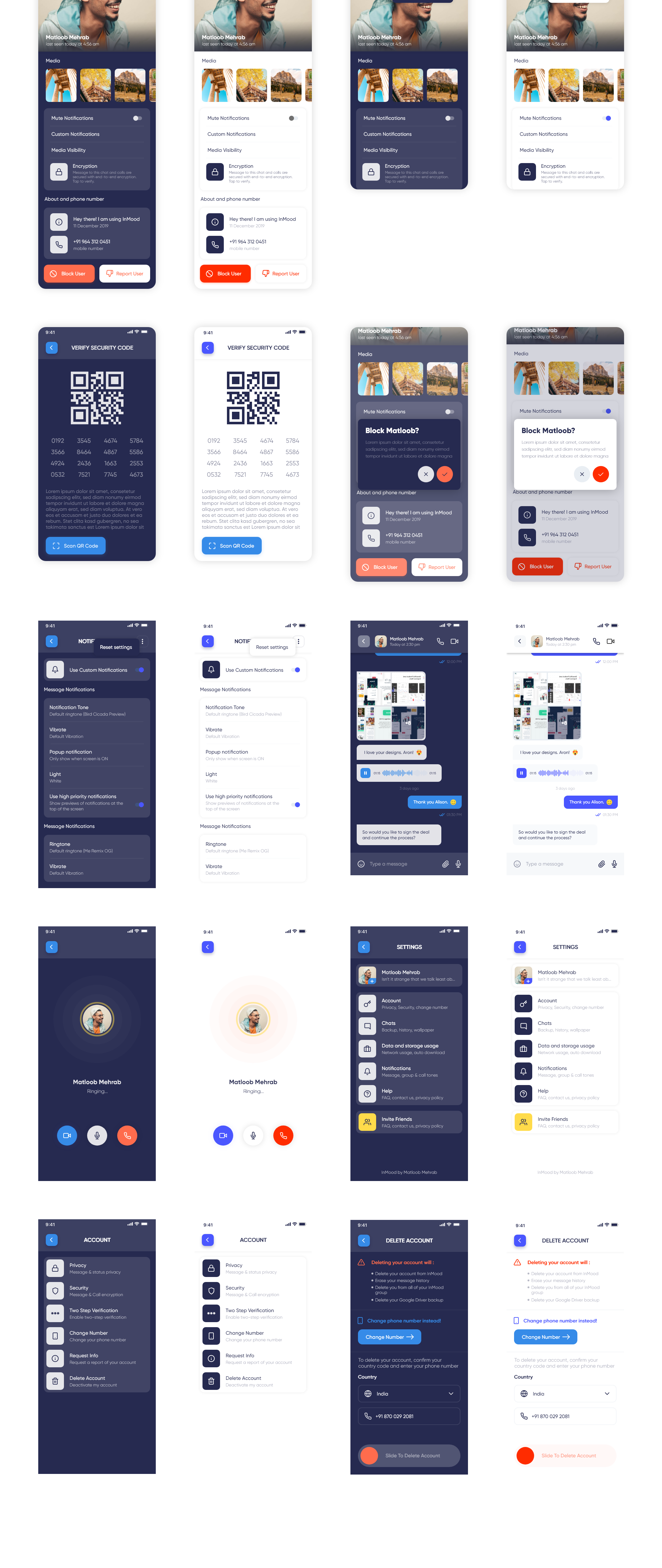 素材库下午茶：社交消息APP应用程序UI套件[XD]插图(1)
