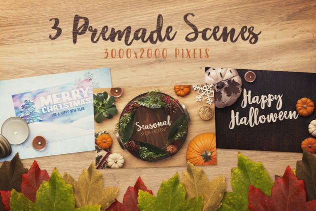 万圣节/感恩节/圣诞节场景样机素材包v1 Seasonal Scene Creator Volume 1插图(4)