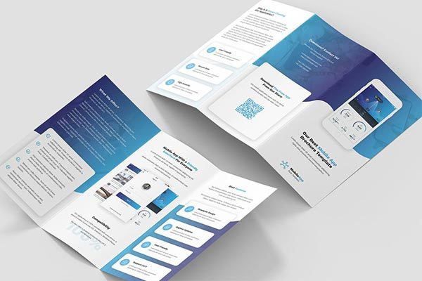 时尚高端简约高科技企业移动应用程序APP三折页设计模板