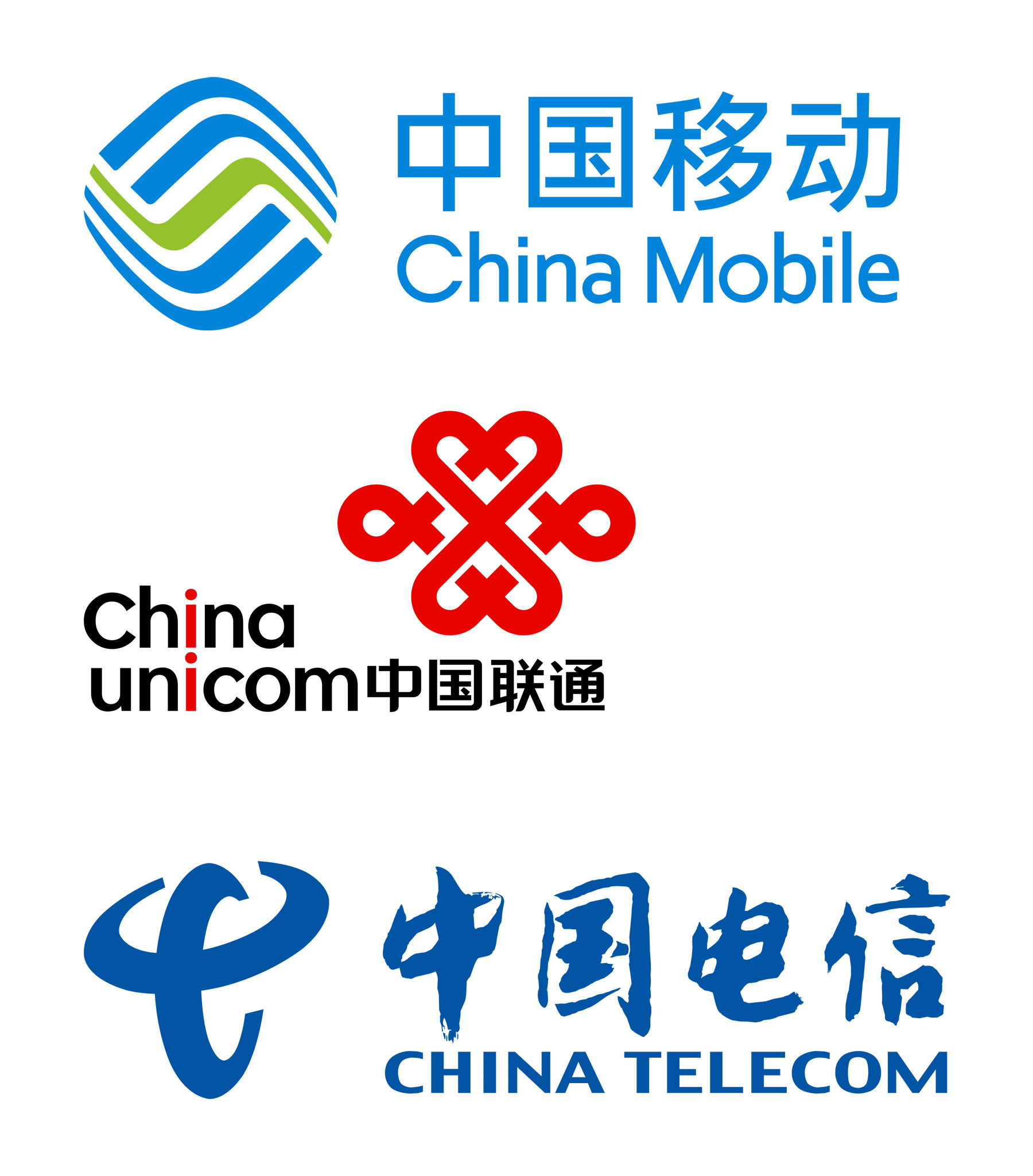 中国三大电信运营商标志