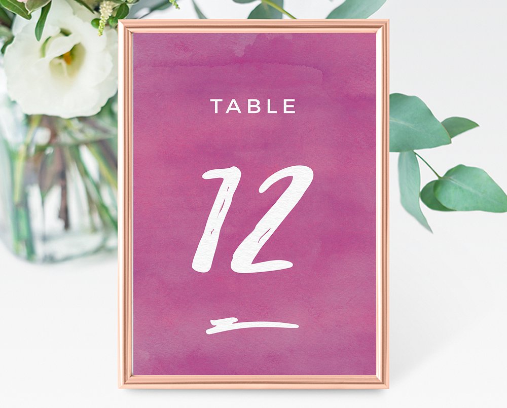 紫色笔刷纹理背景婚礼邀请函设计套件 Purple brush watercolor invite插图(5)