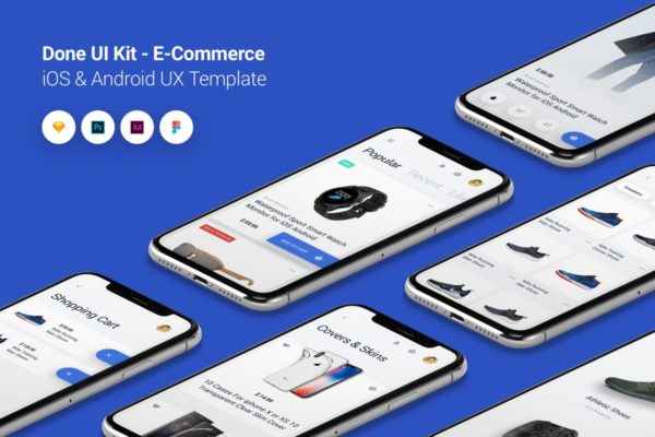 高品质高逼格现代设计风格电商APP应用UI套件 E-Commerce – Done UI Kit iOS &amp; Android UX Template