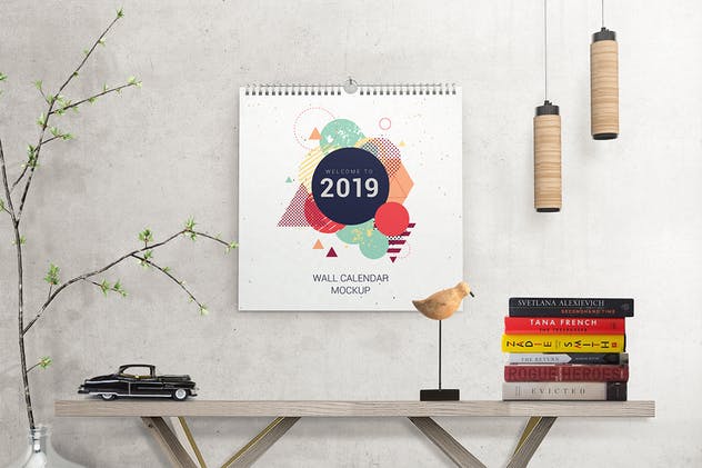 挂墙活页挂历日历样机模板 Wall Calendar Mockups插图(2)