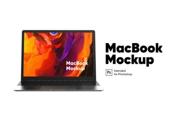Macbook笔记本电脑屏幕演示前视图素材库精选样机模板 MacBook Mockup front view