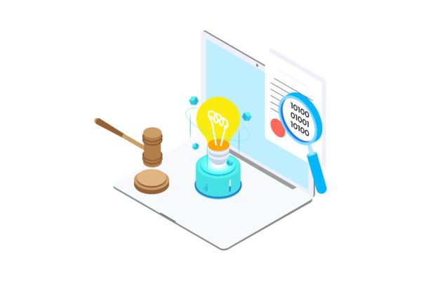 区块链技术智能合约概念插画素材v12 Smart Contract on Blockchain Isometric 12 – TU