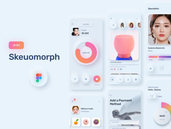 素材库下午茶：电商购物&金融类拟物化APP应用UI设计素材库精选套件[FIG]