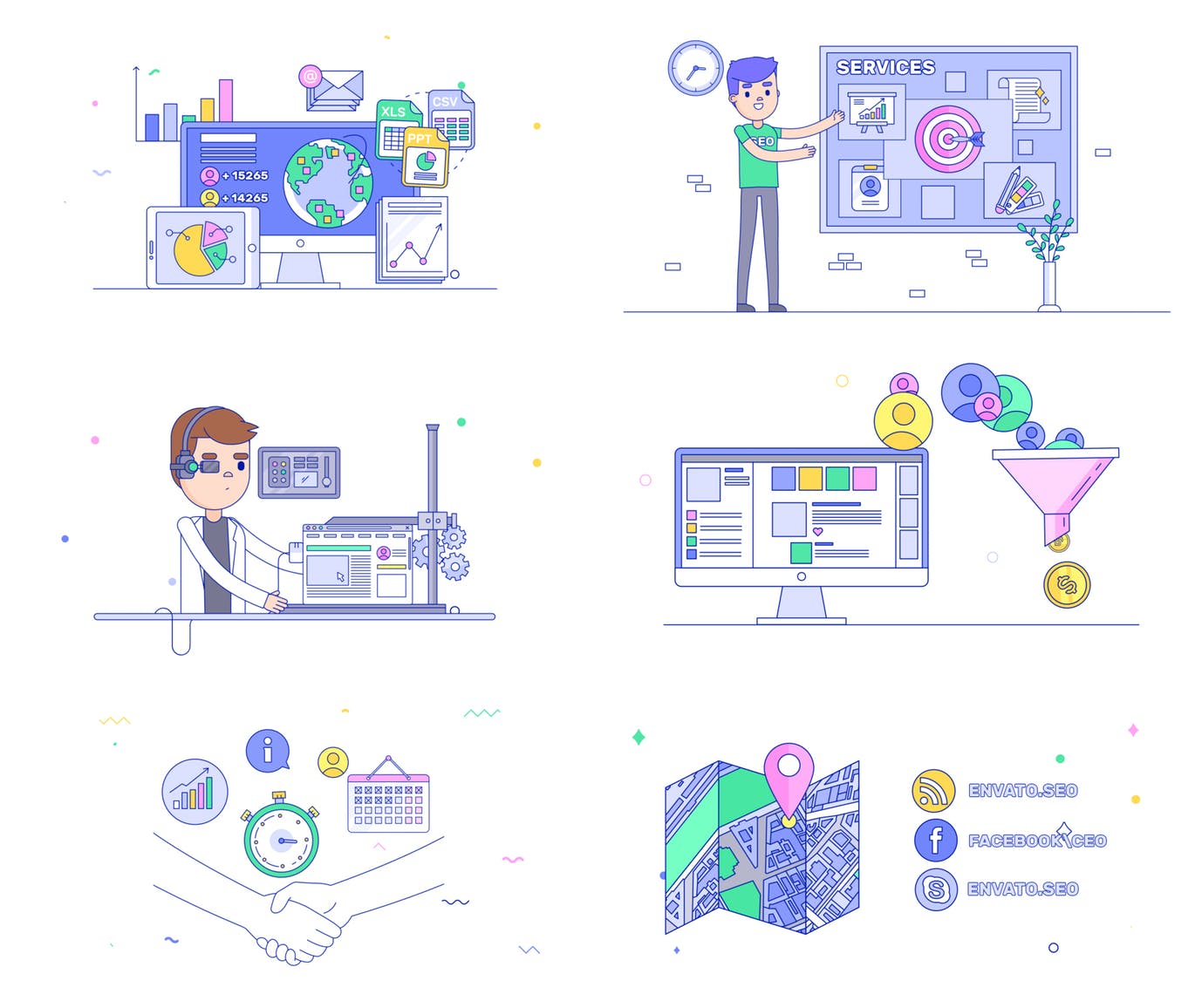 70款互联网场景化概念插画PSD模板合集 Explainer Graphics Toolkit插图(11)