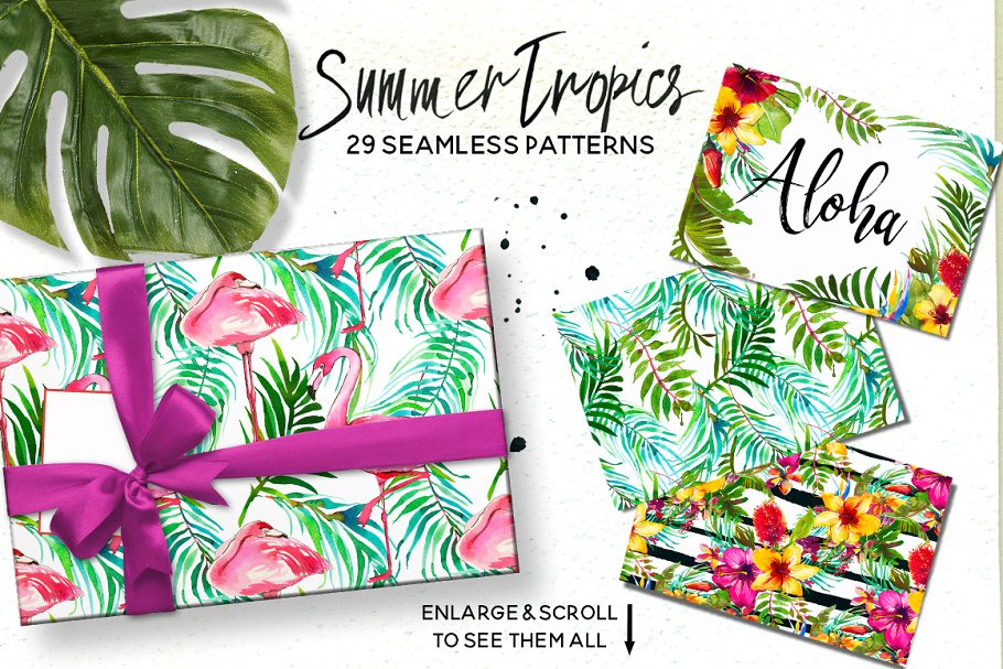 热带水彩花卉超级素材包[1.92GB] Tropic Watercolor Flowers & Animals插图(10)