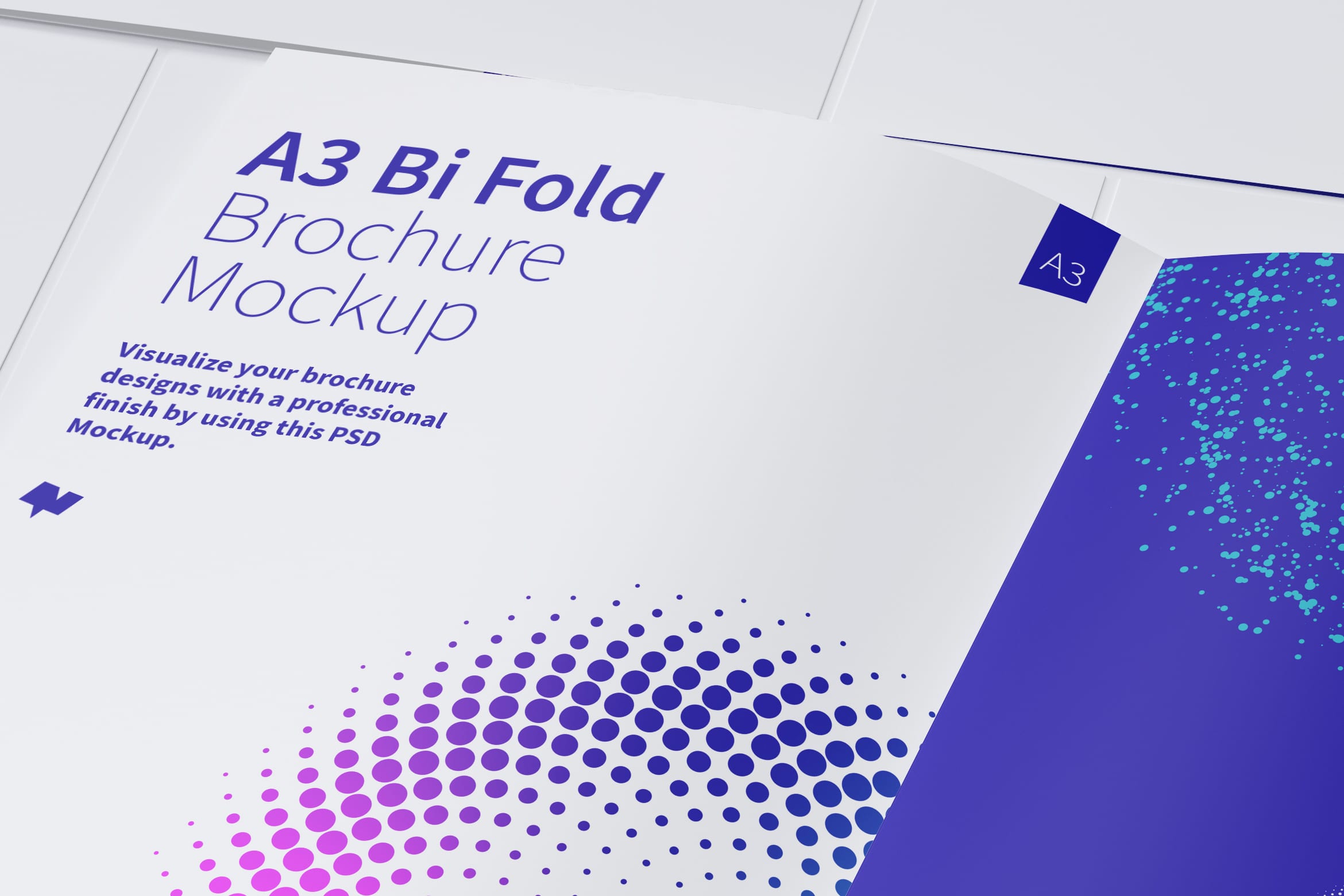 A3纸张大小传单设计图样机06 A3 Bi Fold Brochure Mockup 06插图(2)