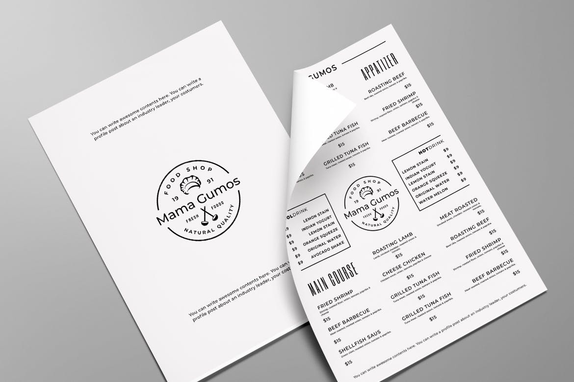 简约风西式餐厅素材库精选菜单模板v17 SGM – Food Menu. 17插图(1)