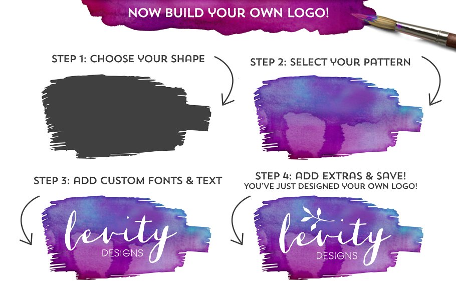 品牌设计水彩设计元素合集 The Watercolor Branding Kit插图(8)