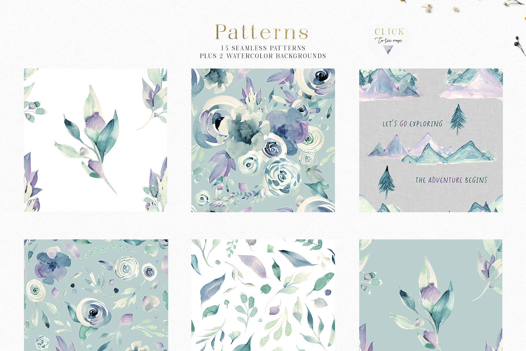 轻奢风格水彩元素合集 A Mountain Summer Watercolor Set插图(18)