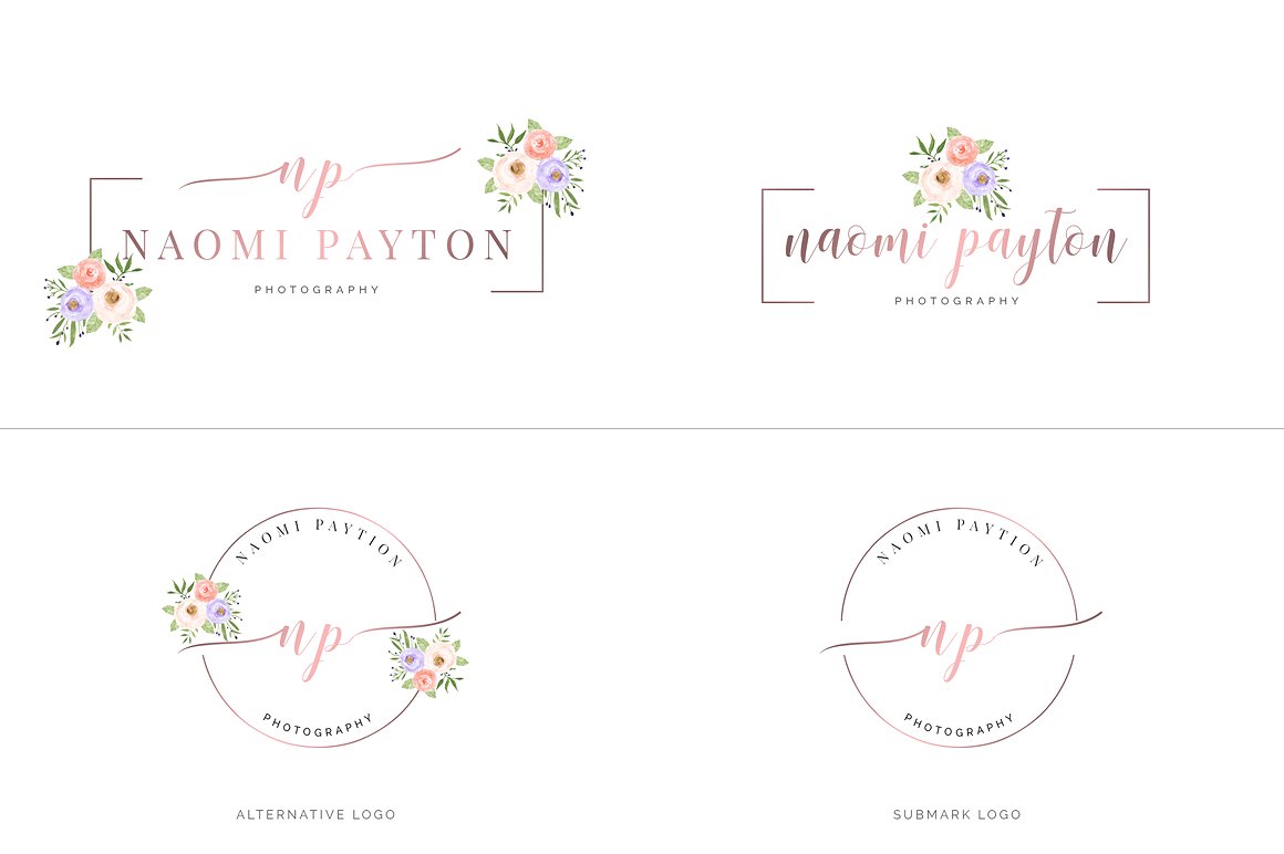 超级水彩风 Logo 设计素材包 Watercolor Premade Branding Logo Kit [模板、纹理&元素]插图(51)
