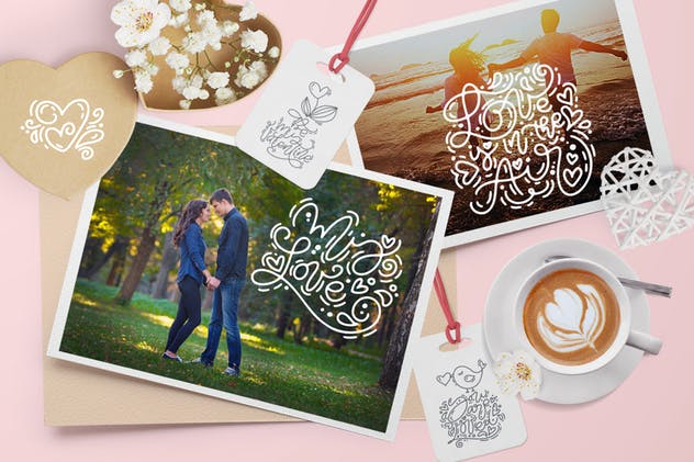 可爱风格情人节设计元素图案素材 Cute Valentines Elements插图(2)