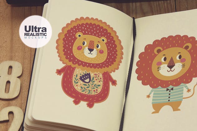 日记本笔记本素描作品预览样机素材库精选模板v1 Journal Diary Notebook Sketch View插图(2)