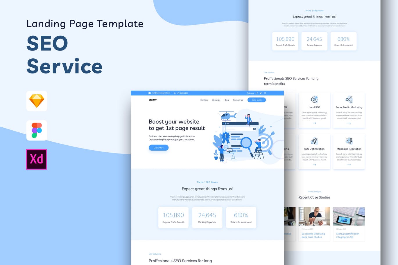 搜索引擎优化SEO服务网站着陆页设计素材库精选模板 SEO Service Landing Page插图