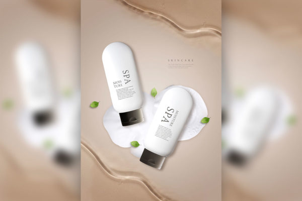 皮肤美白护理乳液品牌广告海报psd模板