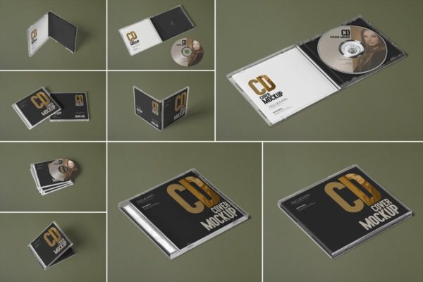 经典圆盘音乐CD封面样机 9 CD Cover Mockups