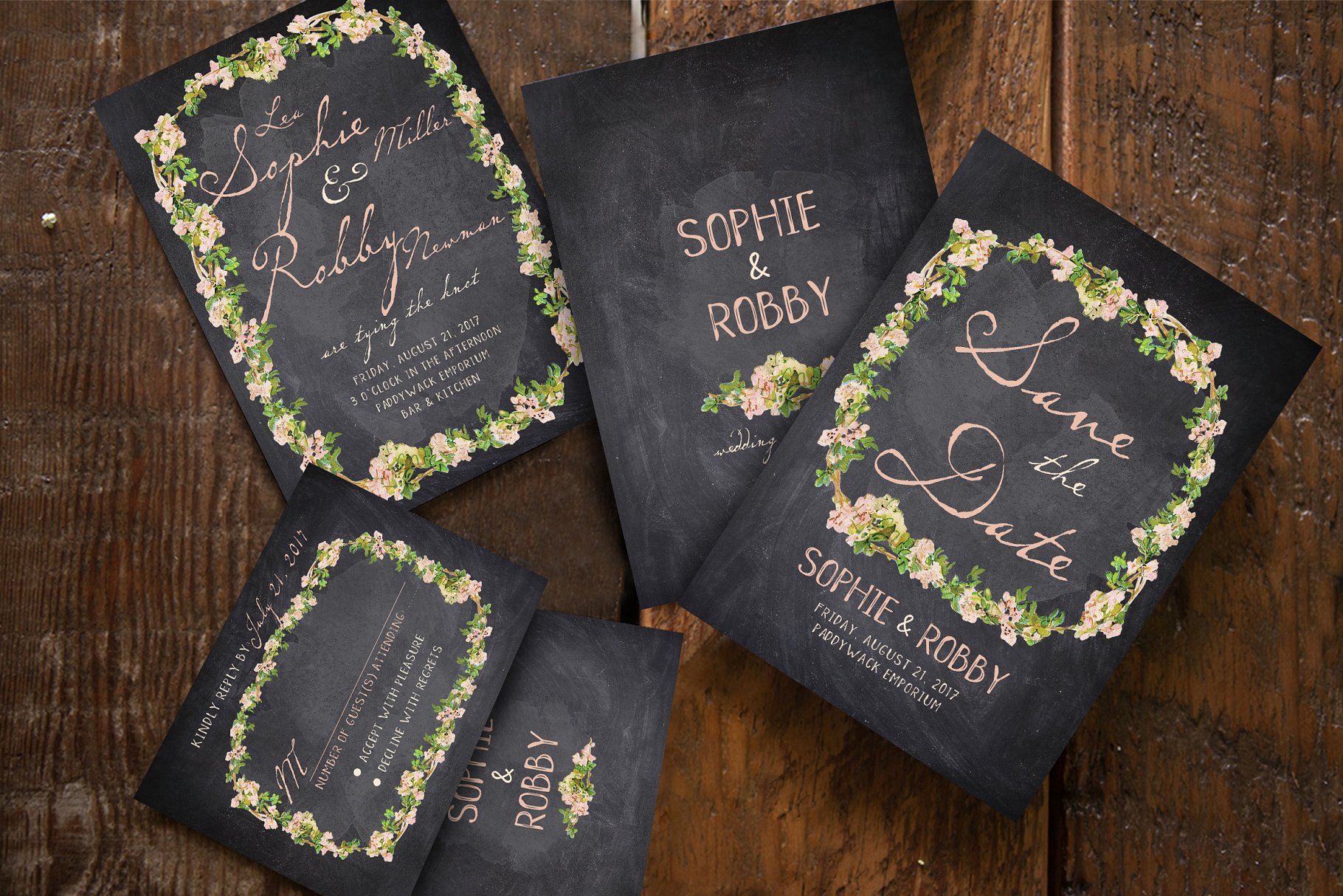 复古风格花卉婚礼设计套件 Vintage Flower Wedding Suite插图