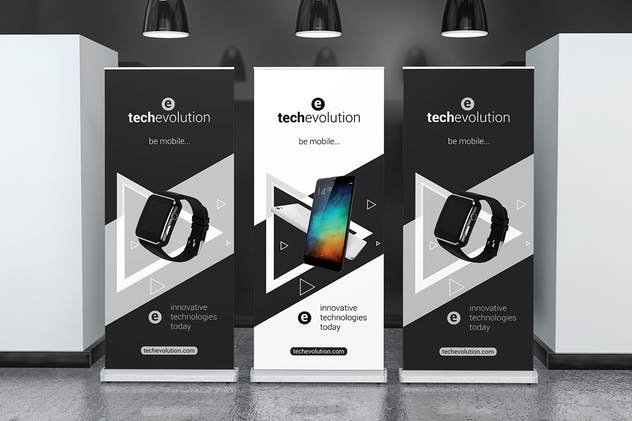 易拉宝Banner广告设计展示样机 Roll Up Banner Stand Mockup插图(3)