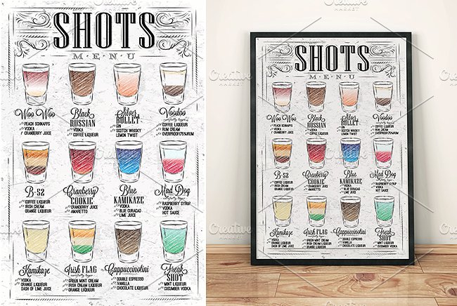 饮料冷饮海报式菜单模板 Poster Shots Menu插图(3)