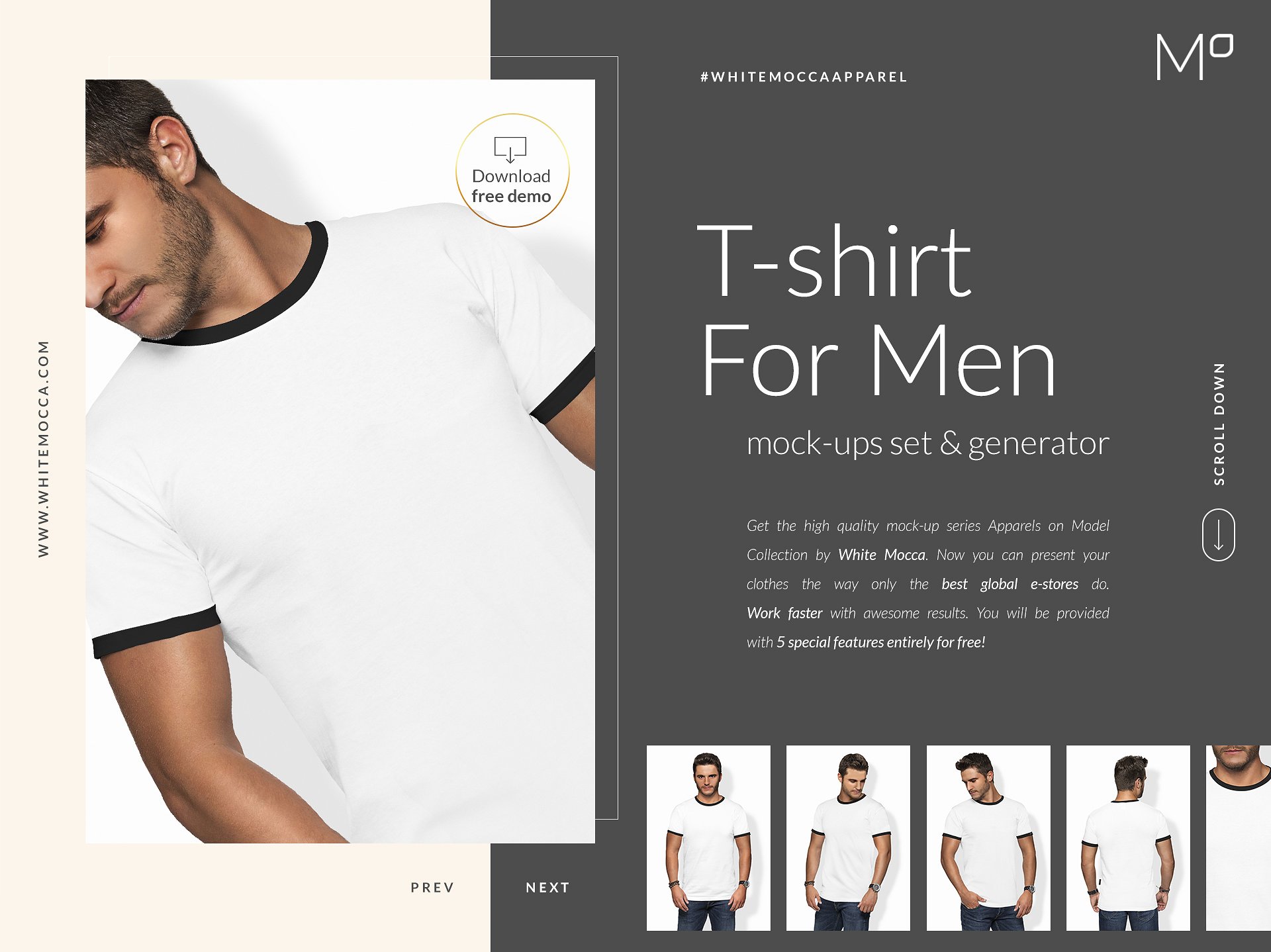 时尚简约男士T恤样机插图