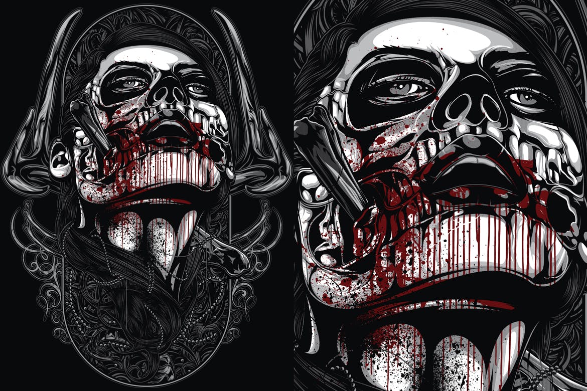 生化恐怖头像手绘印花图案素材 The Chemistry Between Us插图