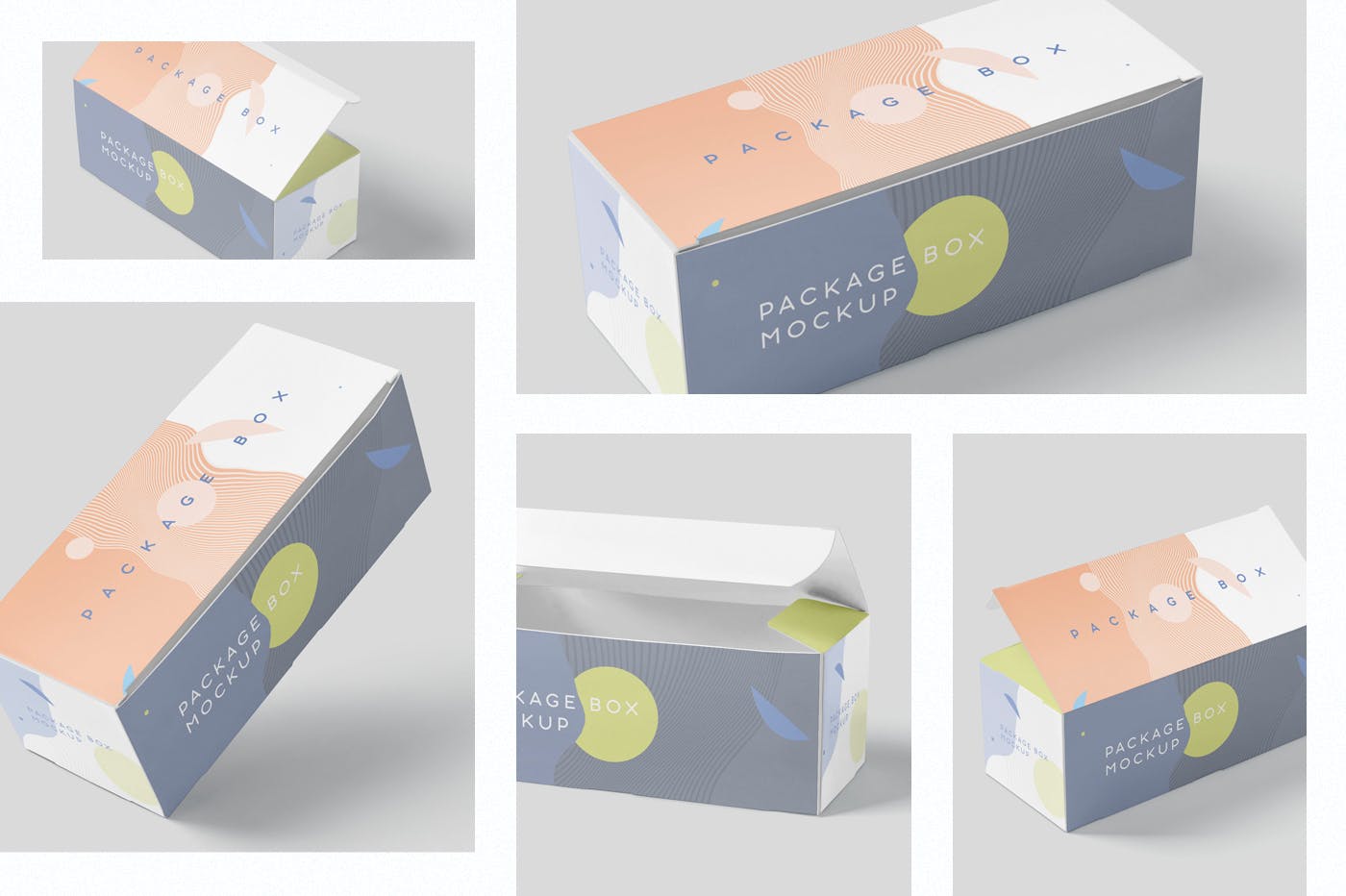 宽矩形包装盒外观设计效果图素材库精选 Package Box Mock-Up Set – Wide Rectangle插图(1)