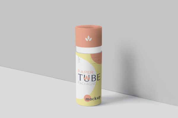 纸管包装外观设计效果图素材库精选模板 Paper Tube Packaging Mockup Set – Slim