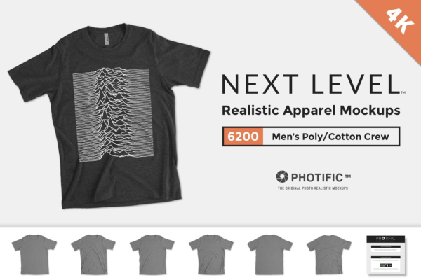 棉织男士T恤样机模板 Next Level 6200 Poly/Cotton Crew