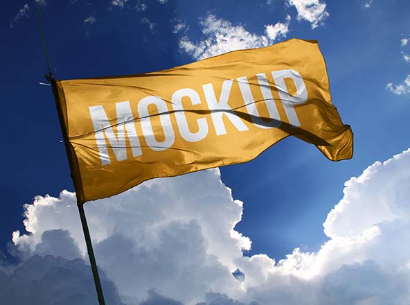 织物宽旗帜设计效果图样机模板 Fabric Wide Flag Mockup