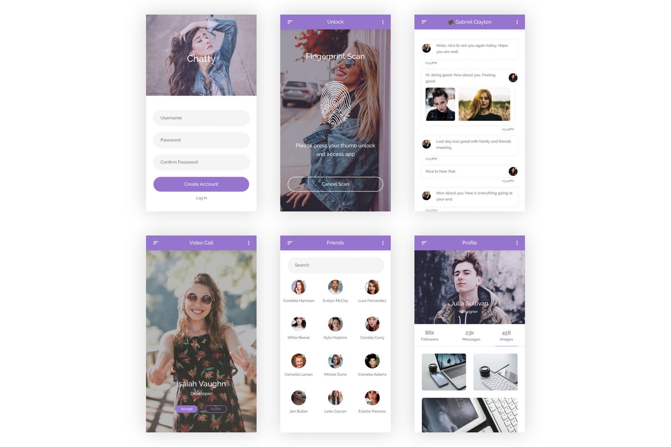 社交聊天&分享APP应用UI设计素材库精选套件 Chatty – Chatting & Sharing App -Adobe Illustrator插图(9)