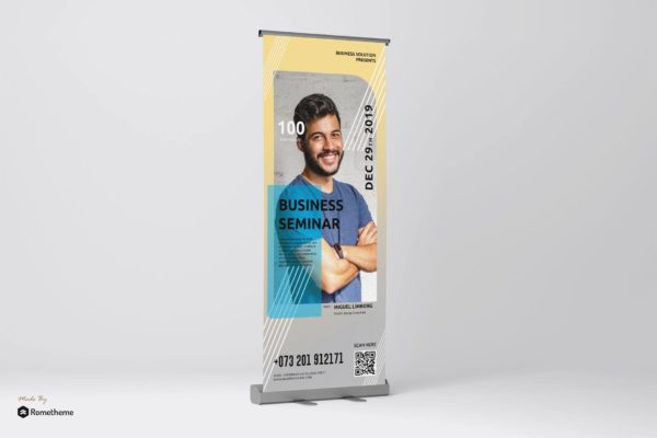 商业演讲活动X展架广告海报PSD素材素材库精选模板 Motivator – Business Speaker Roll-up Banner RY